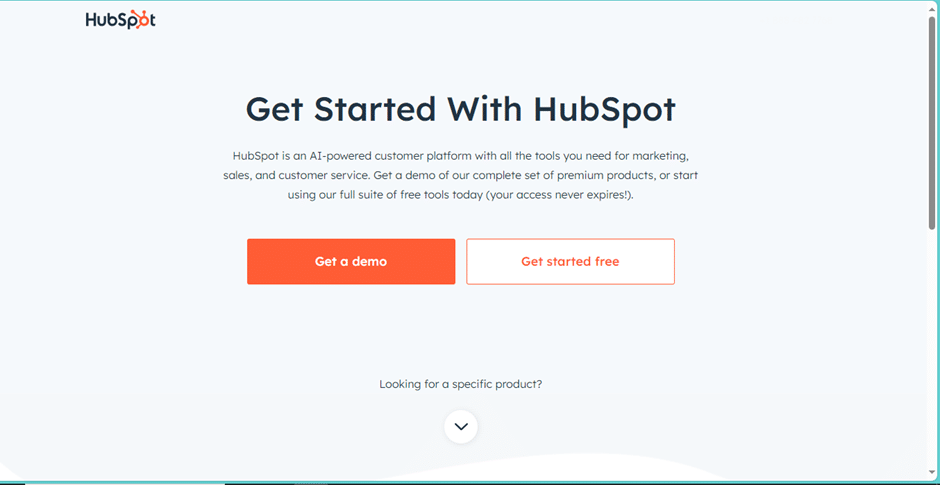 HubSpot's landing page