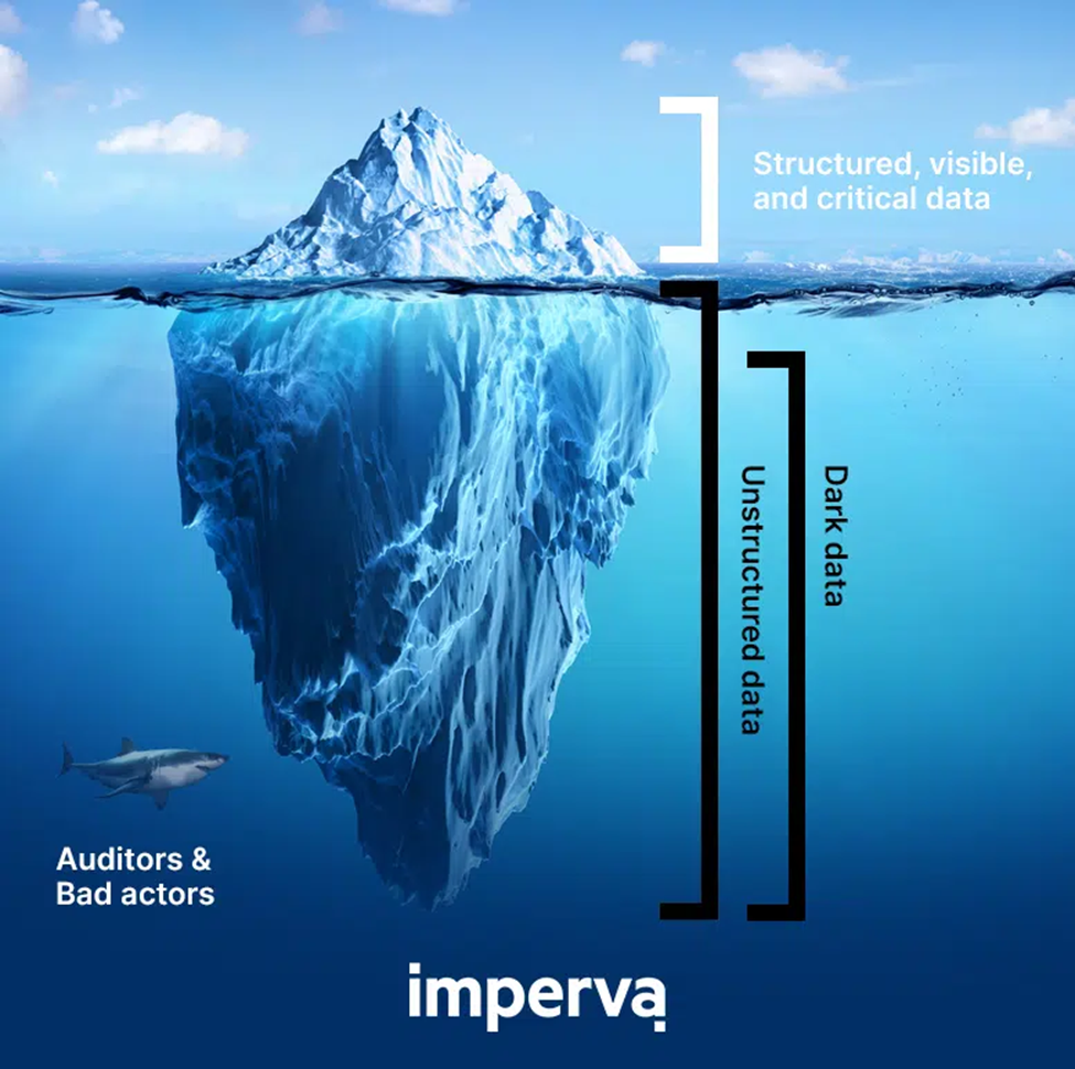 The iceberg of Dark Data. 

It is a literal iceberg that is edited to have two parts. Showcasing structured data above water and unstructured data below water.